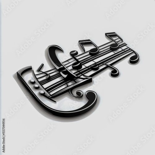 g key and notes in one tact logo isolated on white background.
