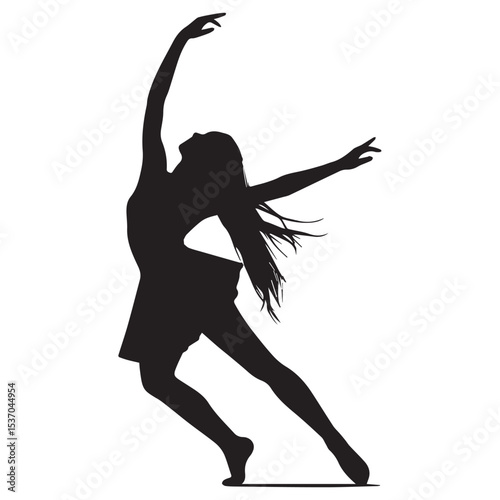 Silhouette of a graceful female dancer in motion
