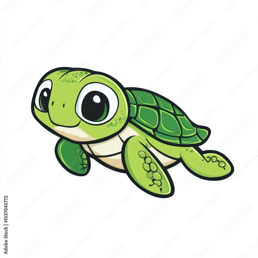 Fototapeta premium Cute cartoon sea turtle