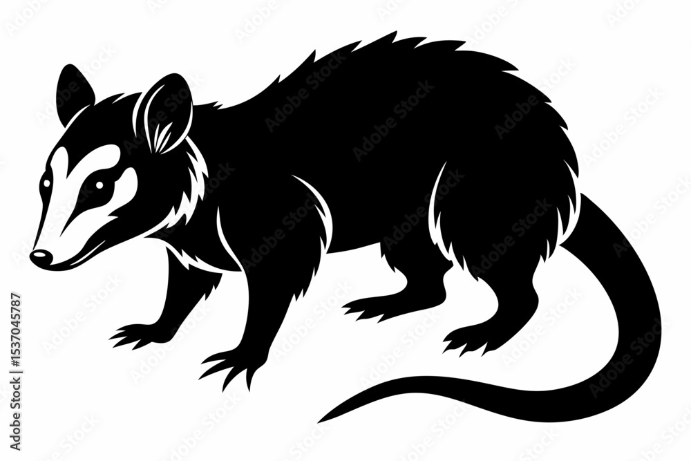 Fototapeta premium opossum sihouette black vector