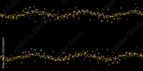 Shimmering Golden Glitter Frame On Black Background for Luxury and Celebration. Illustration