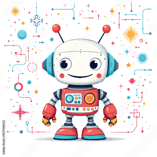 Vsai friendly robot character smiling and representing artificial intelligence technology