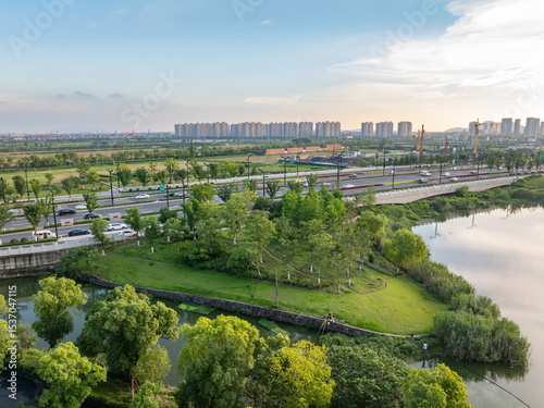Fototapeta Naklejka Na Ścianę i Meble -  cityscape of modern city in hangzhou