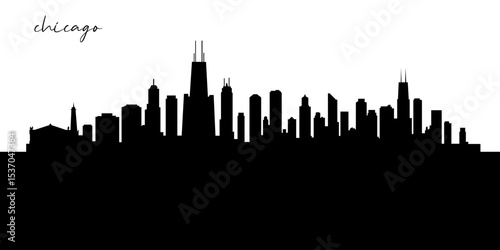 Wallpaper Mural Chicago Skyline Silhouette. Chicago City. Black and White Silhouette of Chicago City. Vector Design Isolated on White Background Torontodigital.ca