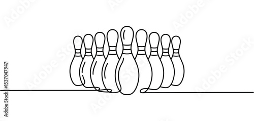 Ten bowling pins line art illustration