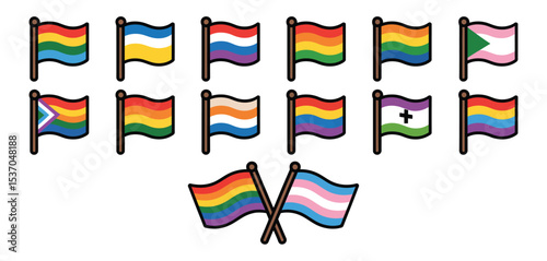Collection of lgbtqia pride flags and symbols