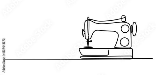 Single line drawing of a vintage sewing machine
