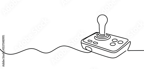 Single line drawing of retro joystick controller