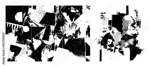 Vector Abstract geometric shapes create a dynamic fragmented composition.