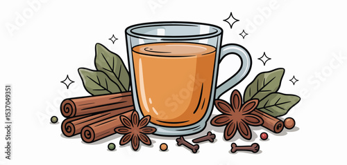 Warm spiced tea with cinnamon and star anise