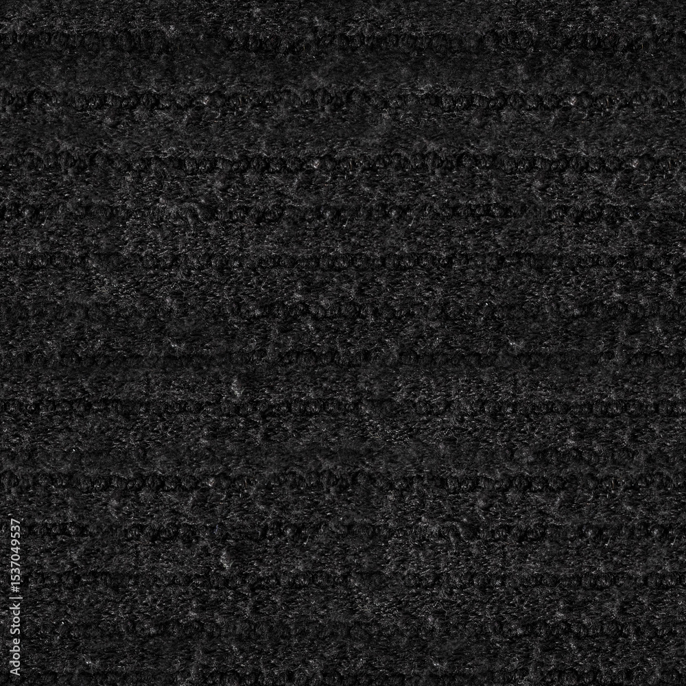 Obraz premium Seamless 4k photo texture of black colored synthetic wool woven cloth.