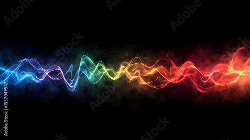 Multicolored sound wave on black background 