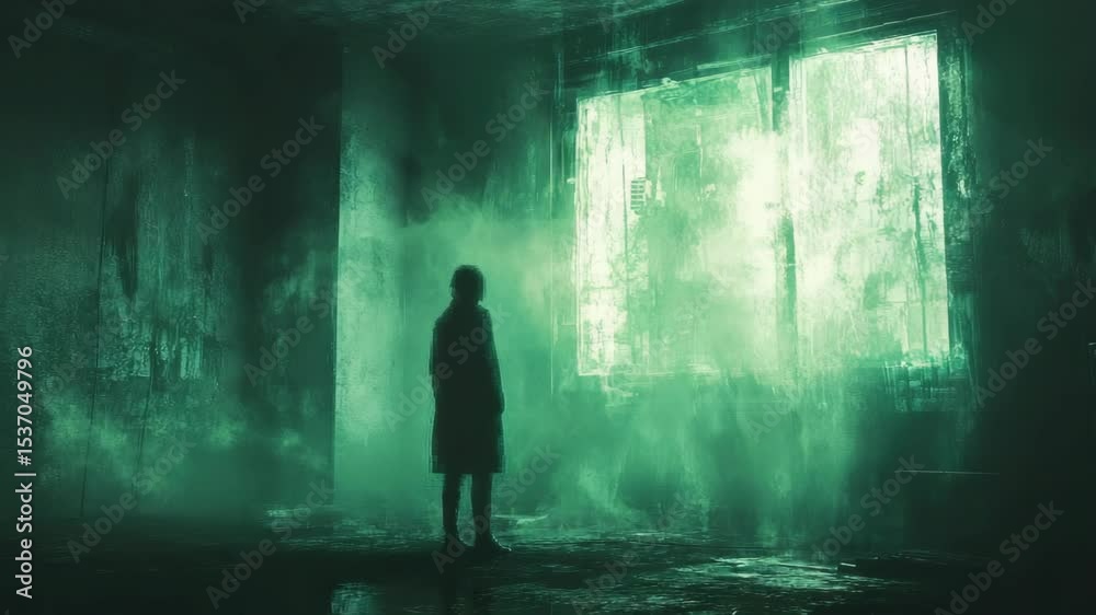 A person standing in a dark room A person standing in a dark room