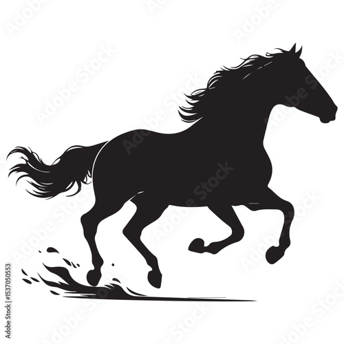 Black silhouette of a running horse