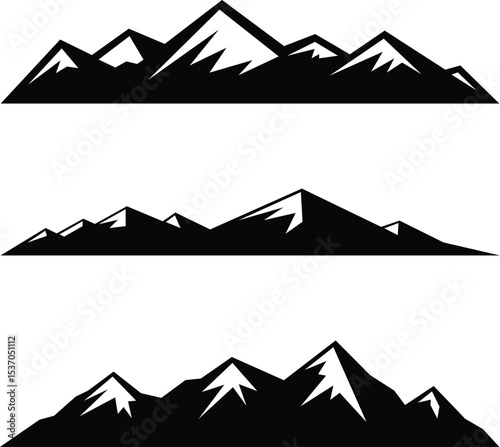 set of mountain icons. mountain silhouette icon vector set for logo
