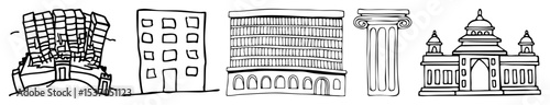 Vector Architectural landmarks showcases diverse building styles.