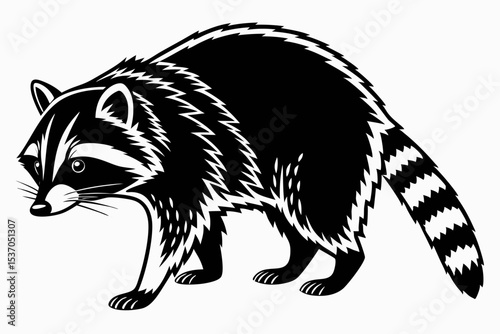 raccoon sihouette black vector