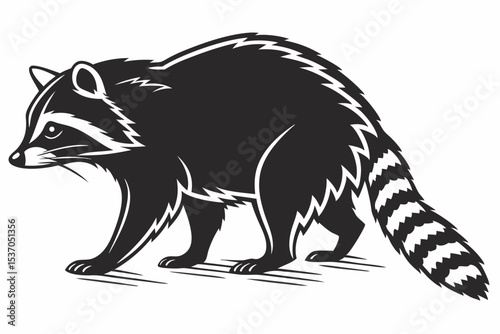 raccoon sihouette black vector