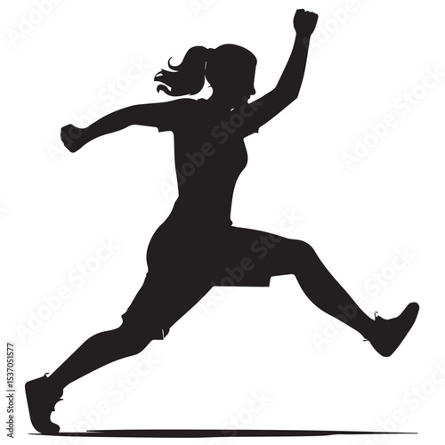 Silhouette of a woman running a fast sprint