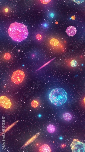 Colorful Galaxy Pattern with Diverse Colored Stars on Dark Background