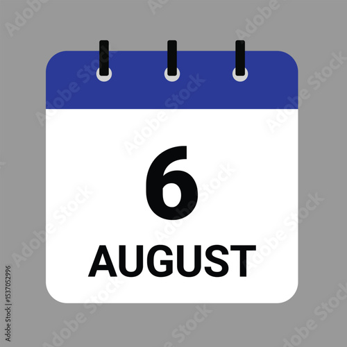 AUGUST 6 - Daily Calendar Icon - White Background