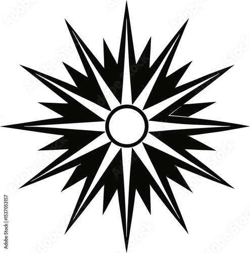 Sun star burst shape design elements on a transparent background