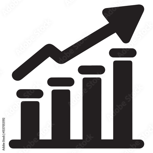 Upward trending bar graph icon growth success