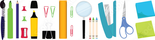 Education stationary set vector illustration. Back to school supplies vector set. 