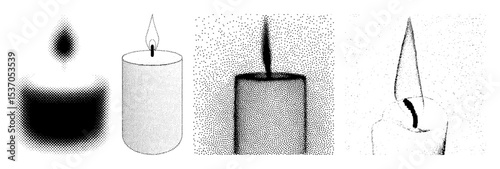 Vector Illustrative sequence of a candle flame convection process depicted as vector graphics.