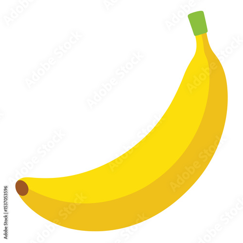 Bright Yellow Banana Fruit Still Life, Nutrient Rich Tropical Snack Illustration