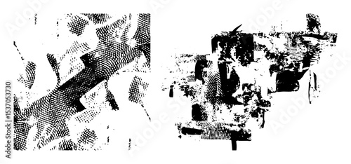 Vector Abstract geometric shapes create a dynamic distressed composition.