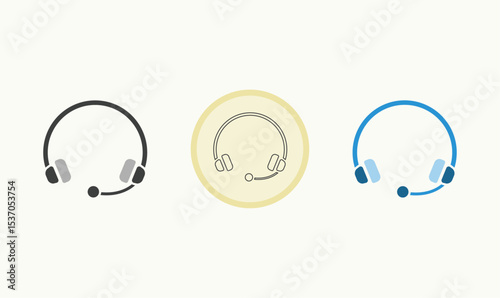 Support Headset Icons: Call Center, Customer Service, Technical Assistance, Helpdesk, Communication