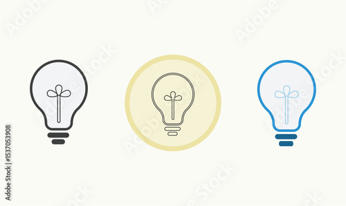 Three Variations of a Light Bulb Icon: Gray, Beige, and Blue icon