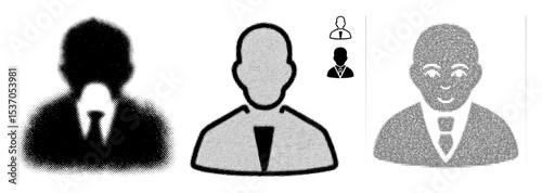 Vector Dotted monochrome depicting business professionals in suits.