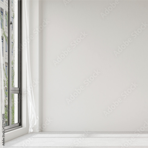 Home and decor and modern bright living room interior design and empty white wall background. 3D rendering.
