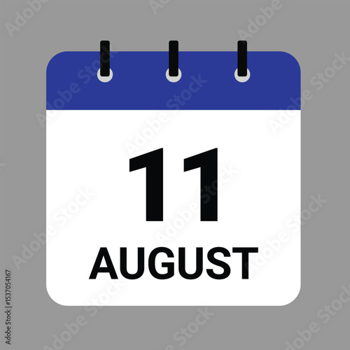 AUGUST 11 - Daily Calendar Icon - White Background