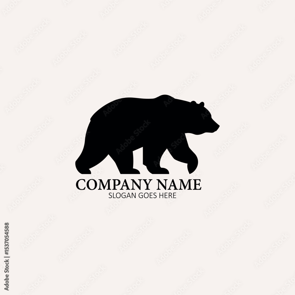 Fototapeta premium Black bear silhouette in a walking pose