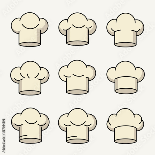 Set of various hand drawn chef hat illustrations