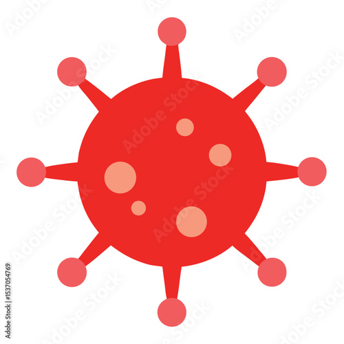 Red Cell with Spikes and Spots Illustration on White Background
