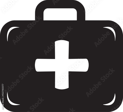 first-aid box icon clean simple silhouette black vector illustration