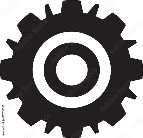 Simple and elegant vector illustration of a gear icon in black.