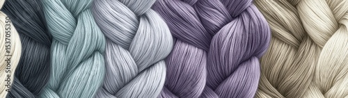 Variety of Yarns in Wool Pattern with Different Colors and Textures