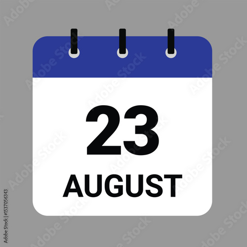 AUGUST 23 - Daily Calendar Icon - White Background