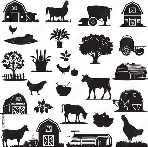 Rural Farm Life Silhouette Collection