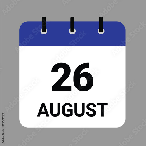 AUGUST 26- Daily Calendar Icon - White Background