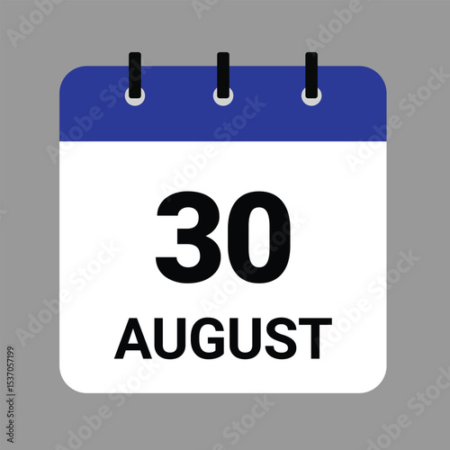 AUGUST 30 - Daily Calendar Icon - White Background
