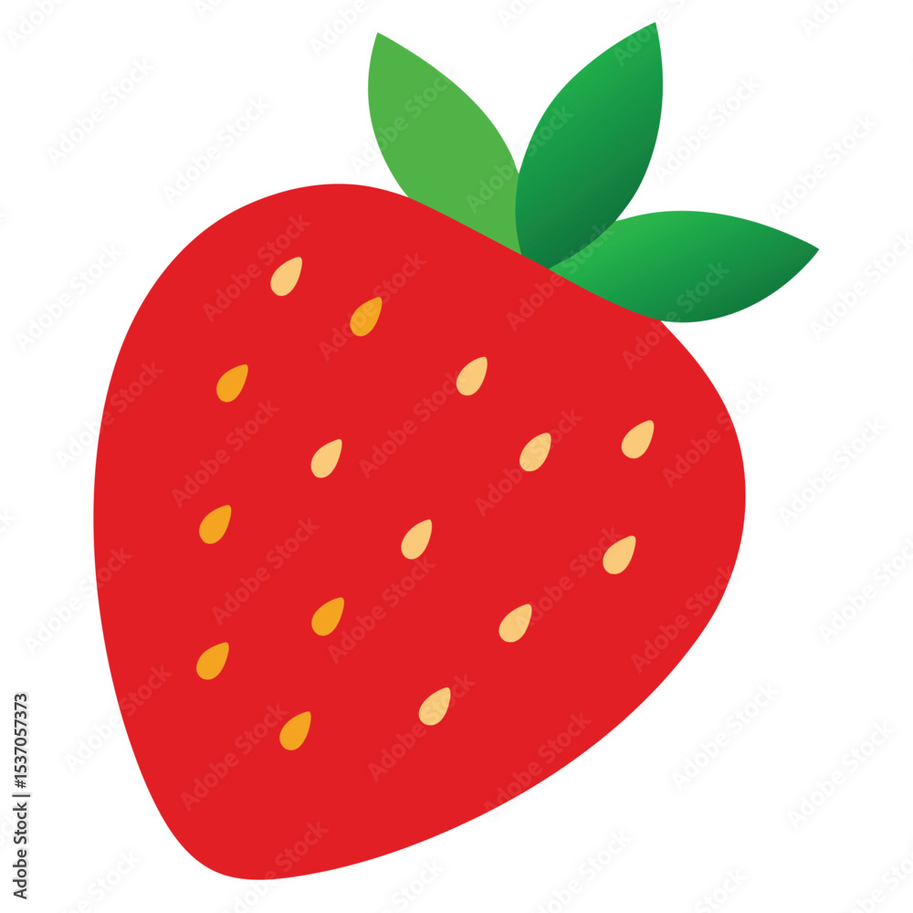Cartoon Strawberry Illustration Red Berry Fruit with Green Leaves and Yellow Seeds Cartoon Strawberry Illustration Red Berry Fruit with Green Leaves and Yellow Seeds