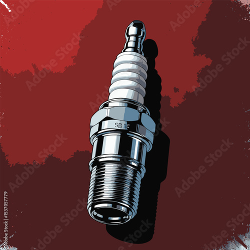 comic book style motorcycle spark plug illustration