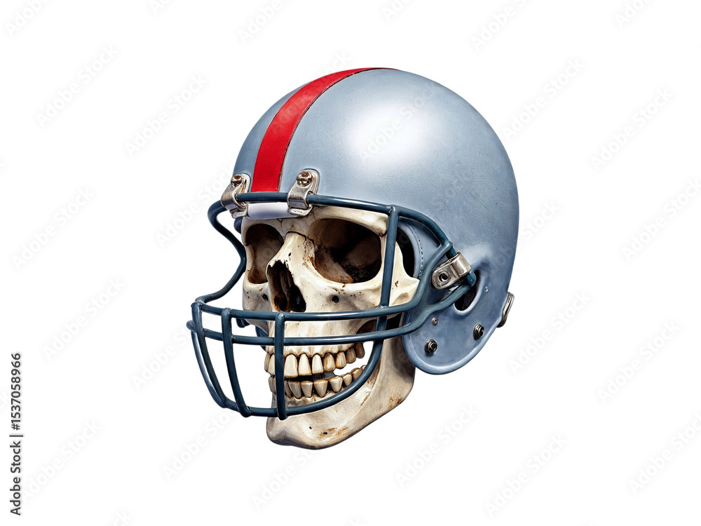 Fototapeta premium Skull in football helmet isolated on transparent background