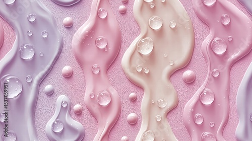 Water Droplets on Pink Seamless Pattern